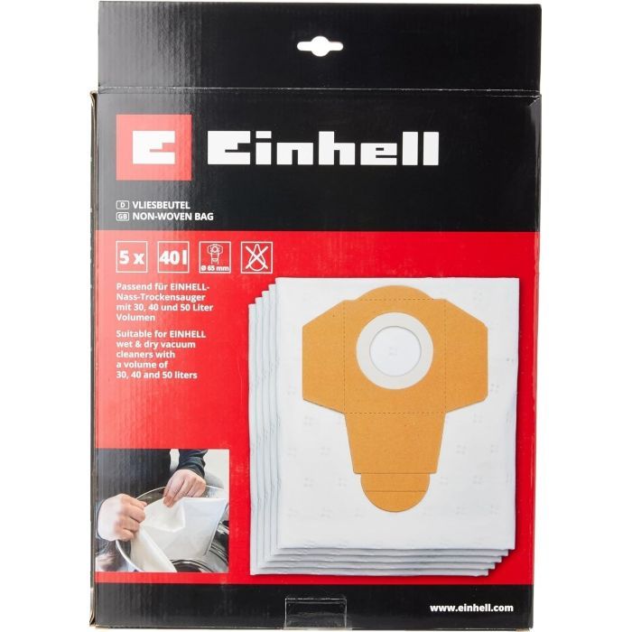 Мешок для пылесоса Einhell синтетический к моделям 30-50л, 5шт (2351195) изображение 3