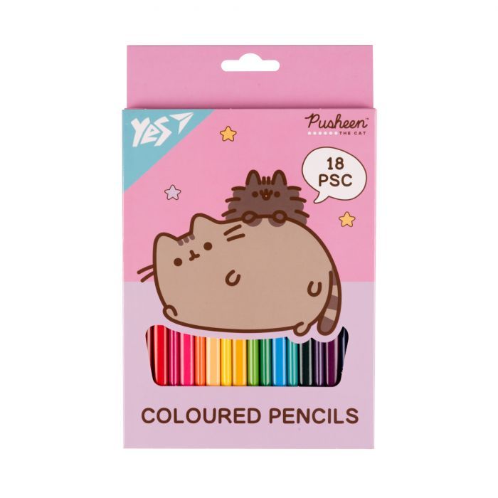 Карандаши цветные Yes 18 цветов Pusheen розовый (290733)