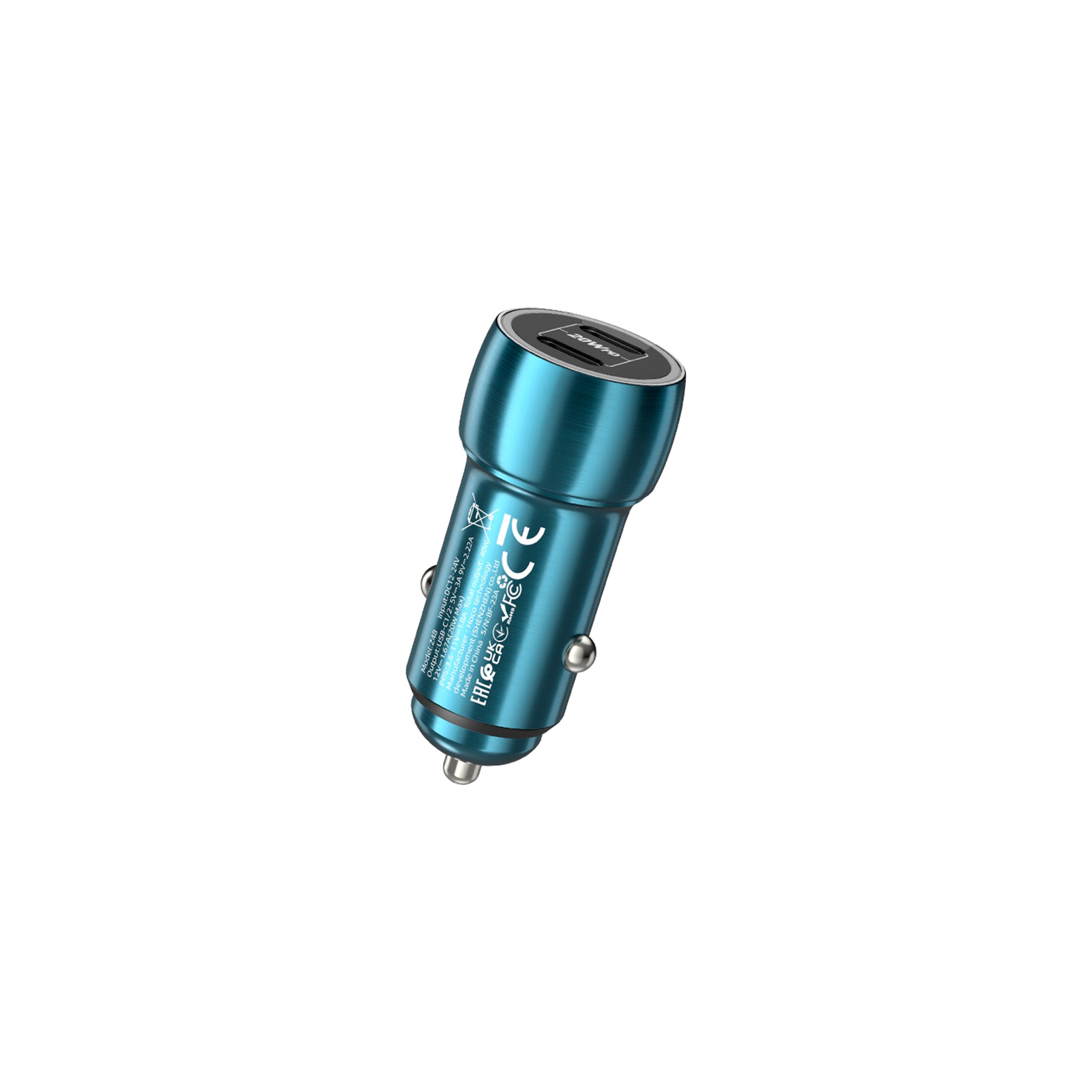 Зарядний пристрій HOCO Type-С/Type-C Sapphire Blue (6931474795007) зображення 3