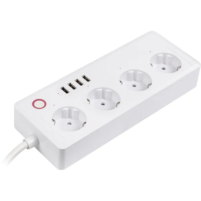 Мережевий подовжувач TUYA Smart 1.8м, 16A, 4*розетки/4*USB (HS082383)