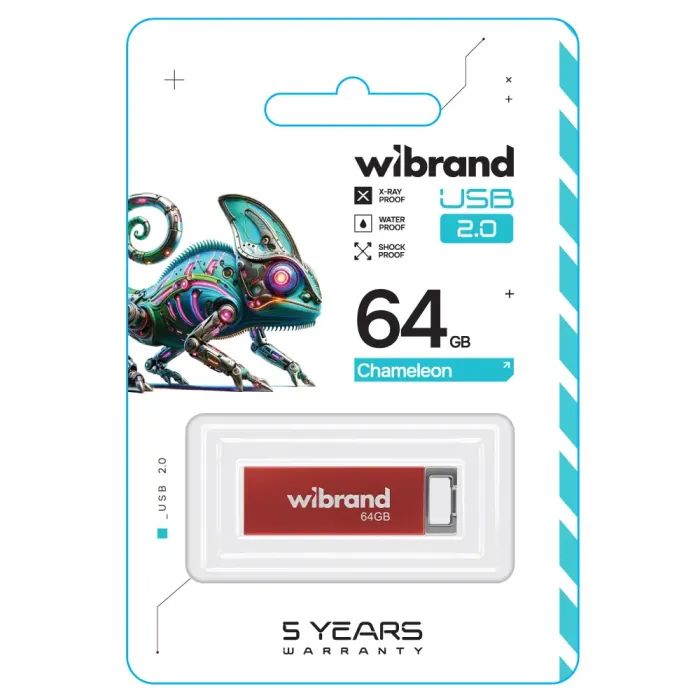 USB флеш накопичувач Wibrand 64GB Chameleon Red USB 2.0 (WI2.0/CH64U6R) зображення 2