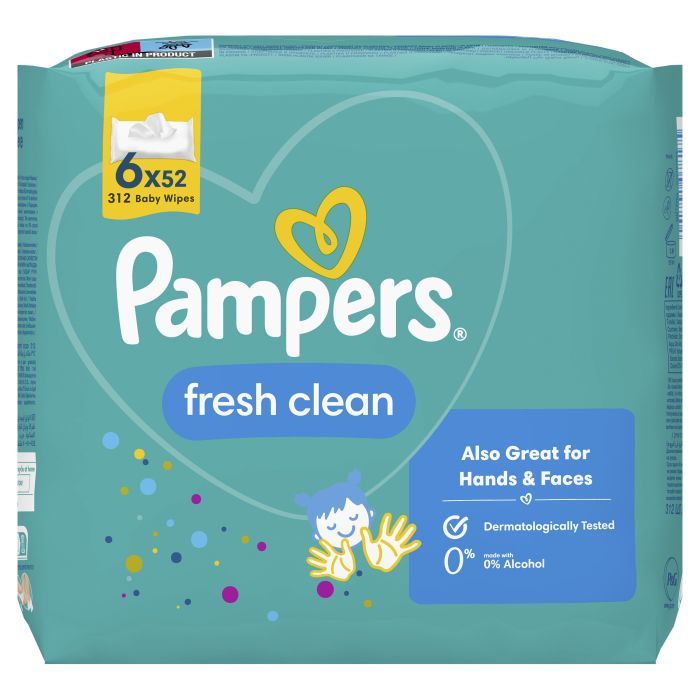 Дитячі вологі серветки Pampers Fresh Clean 6 пачок х 52 шт (8001841078175) зображення 2