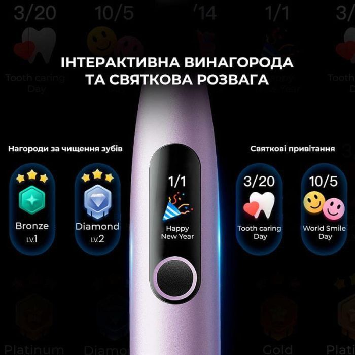 Электрическая зубная щетка Oclean X Pro Digital Purple (6970810553475) изображение 9