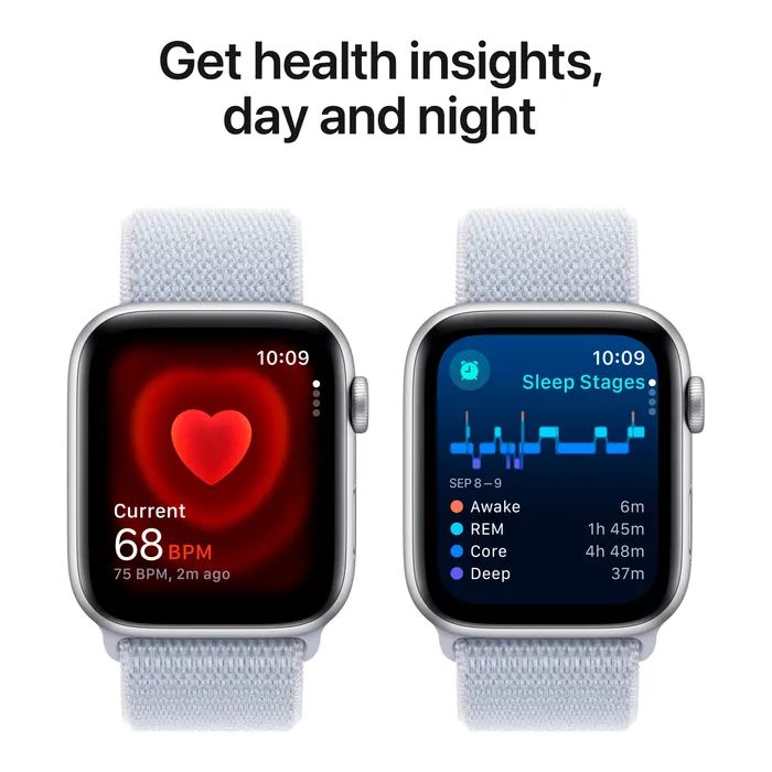 Смарт-годинник Apple Watch SE 2024 GPS 44mm Starlight Aluminium Case with Lake Green Sport Loop (MXEW3QH/A) зображення 5