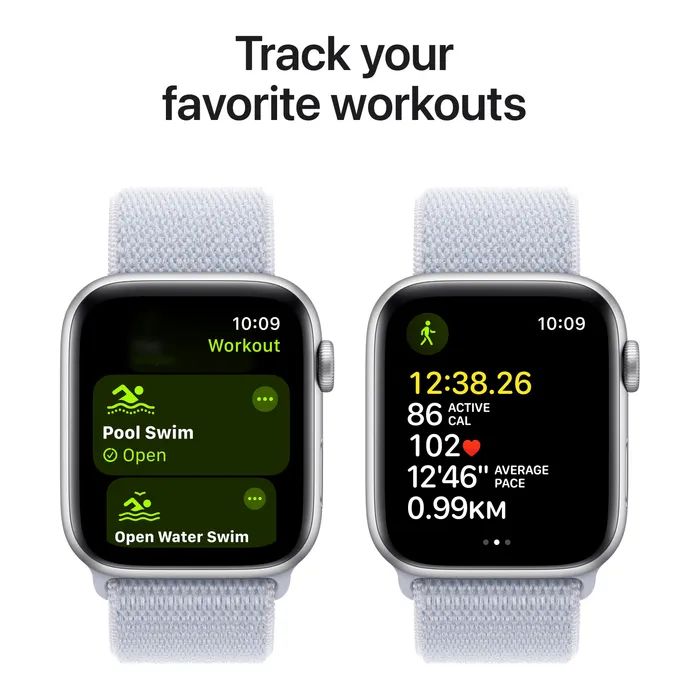 Смарт-годинник Apple Watch SE 2024 GPS 44mm Starlight Aluminium Case with Lake Green Sport Loop (MXEW3QH/A) зображення 6