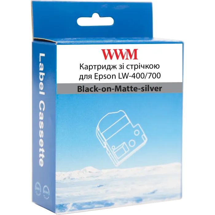 Лента для принтера этикеток WWM для Epson LW-400/700 6mm х 8m Black-on-Matte-silver (WWM-SM6X) изображение 2