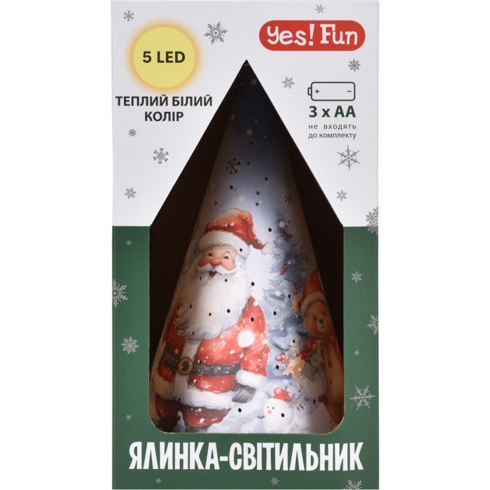 Украшение декоративное YES! Fun Елка-светильник картон LED 22 см (801217) изображение 3