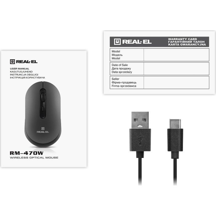 Мишка REAL-EL RM-470W Wireless/Bluetooth Dark Gray (EL123200049) зображення 11