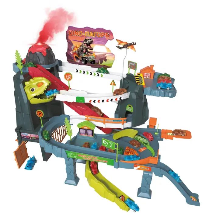 Игровой набор ZIPP Toys Dino автотрек-вулкан электрический, 8 машинок (5505A)