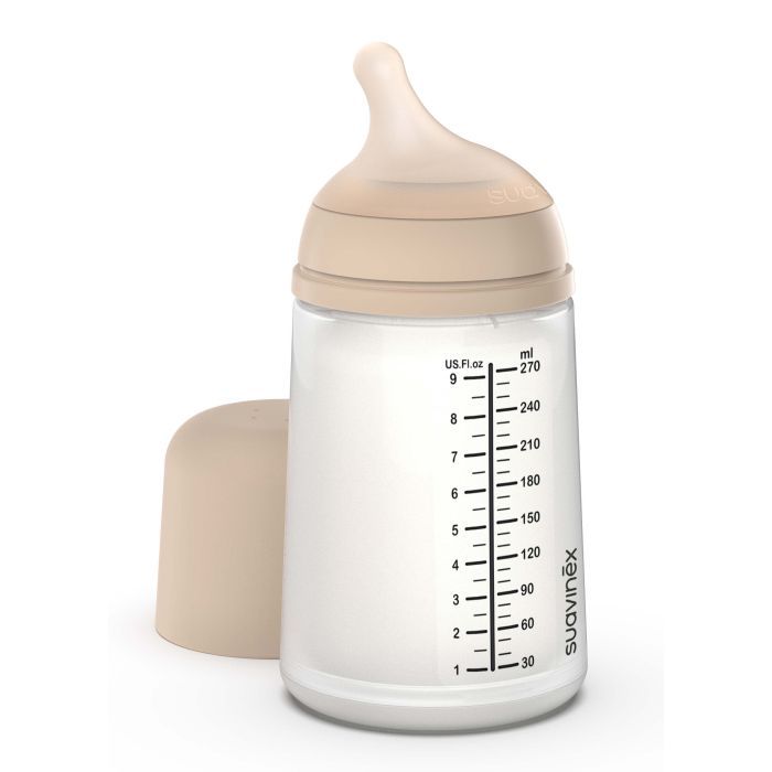 Бутылочка для кормления Suavinex Zero. Zero Beige 270 мл, средний поток (308419)