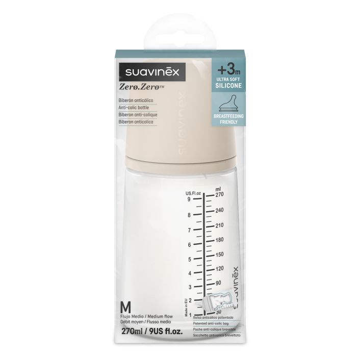 Бутылочка для кормления Suavinex Zero. Zero Beige 270 мл, средний поток (308419) изображение 3