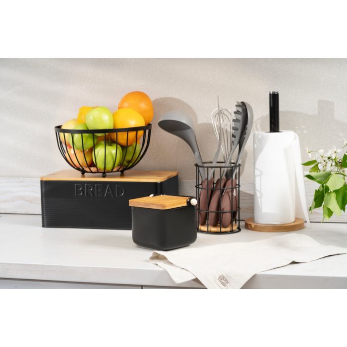 Цукорниця Ardesto Midori 12х12х11см, 840мл, кераміка, бамбук, біла (AR0907W) зображення 2