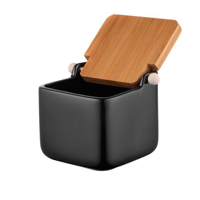 Цукорниця Ardesto Midori 12х12х11см, 840мл, кераміка, бамбук, біла (AR0907W) зображення 3