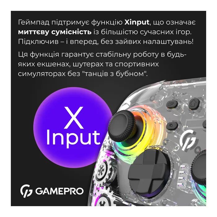 Геймпад GamePro GPX13W 2.4G/BT 5.1/USB/PC/iOS/Android RGB White (GPX13W) изображение 11