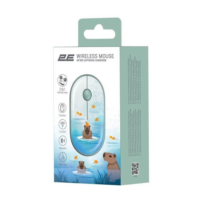 Мишка 2E MF300 CAPYBARATANGERINE Silent Wireless/Bluetooth Green (2E-MF300WCAPIBARAGN) зображення 6