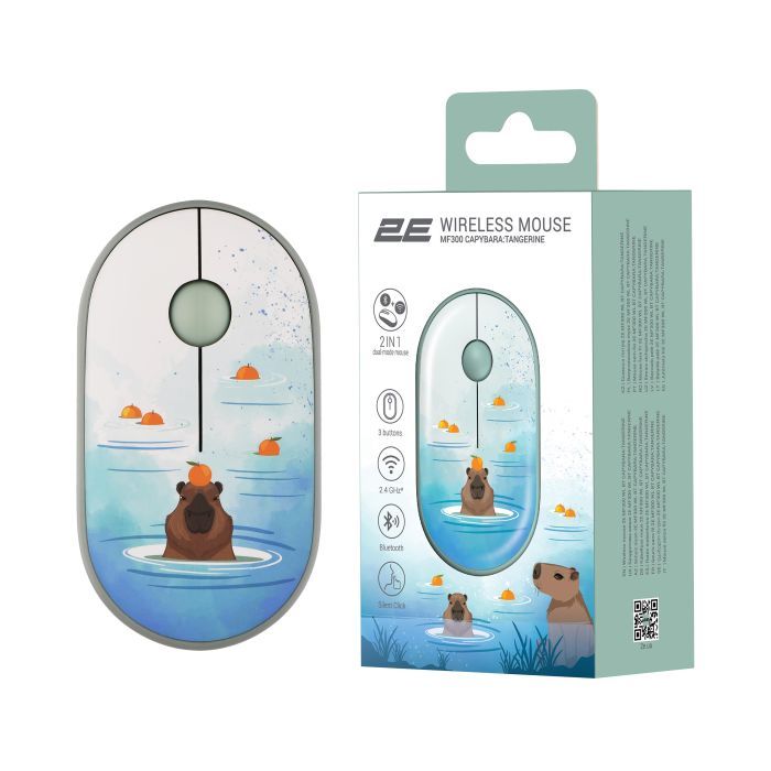 Мишка 2E MF300 CAPYBARATANGERINE Silent Wireless/Bluetooth Green (2E-MF300WCAPIBARAGN) зображення 7