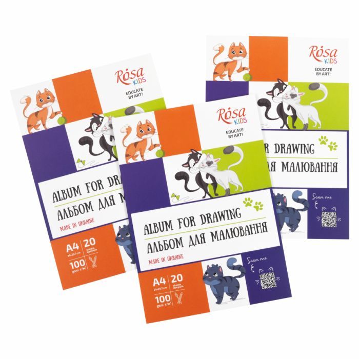 Альбом для малювання Rosa Kids склейка Cats А4 20 аркушів (4823098543046) зображення 5