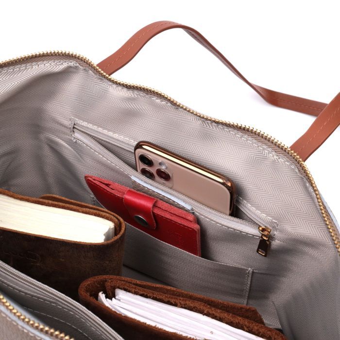 Сумка Vintage Женская из натуральной кожи Бежевая (22304) изображение 8