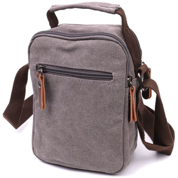 Сумка Vintage Мужская из плотного текстиля Серая (22217) изображение 2