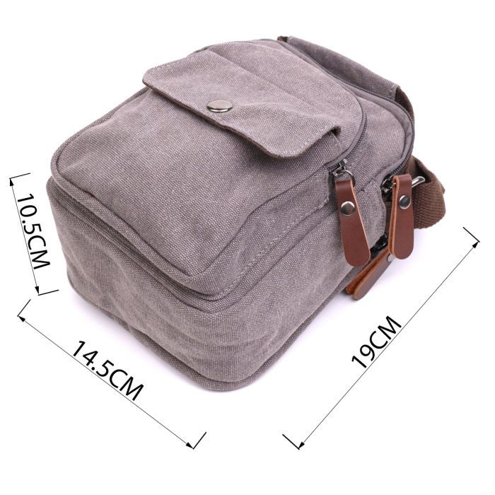 Сумка Vintage Мужская из плотного текстиля Серая (22217) изображение 3