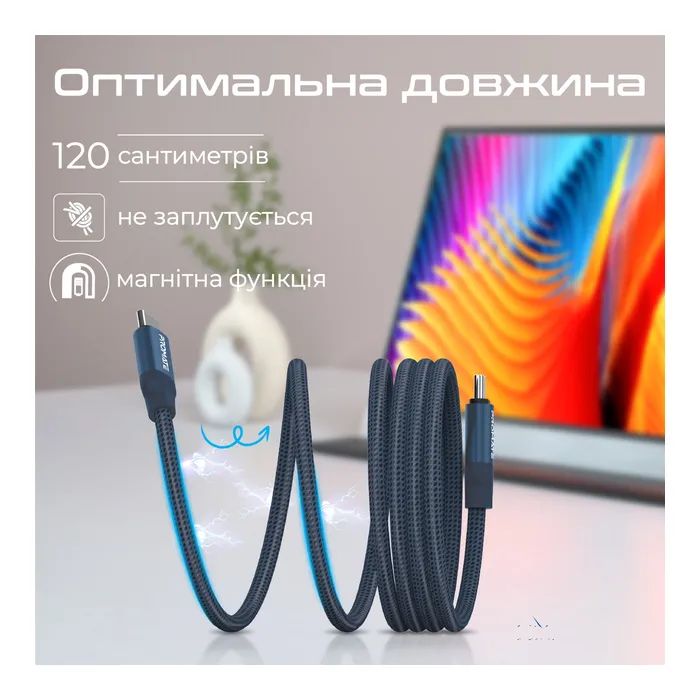 Дата кабель USB-C to USB-C springy.blue Promate (springy.blue) изображение 8