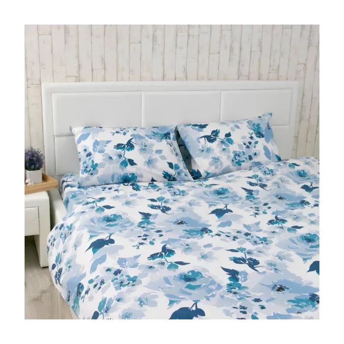 Постільна білизна Руно Blue flowers бязь набивна євро (845.114_Blue flowers)
