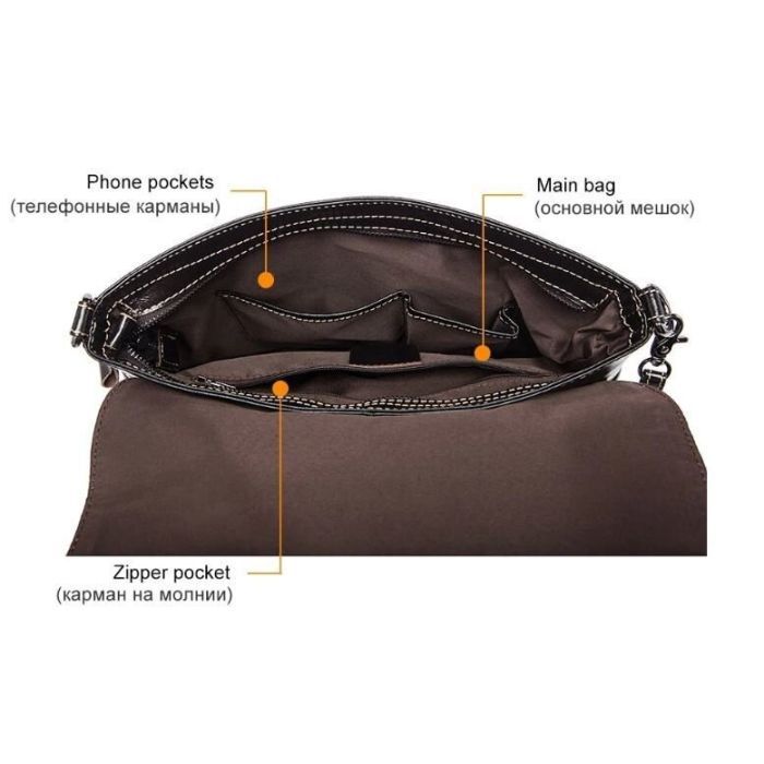 Сумка Vintage Кожаная Черная (14852) изображение 5