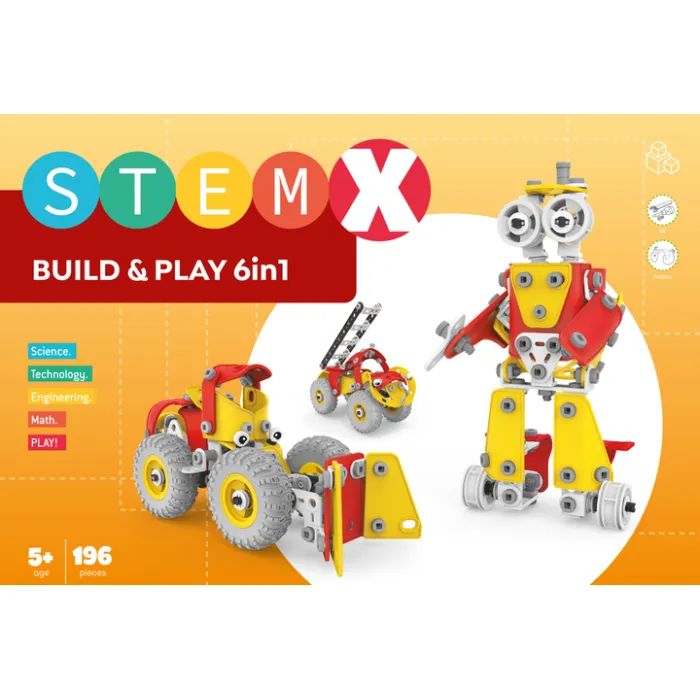 Конструктор Stem с болтами Build&Play 6 в 1 на 196 деталей (3858894673285) изображение 8