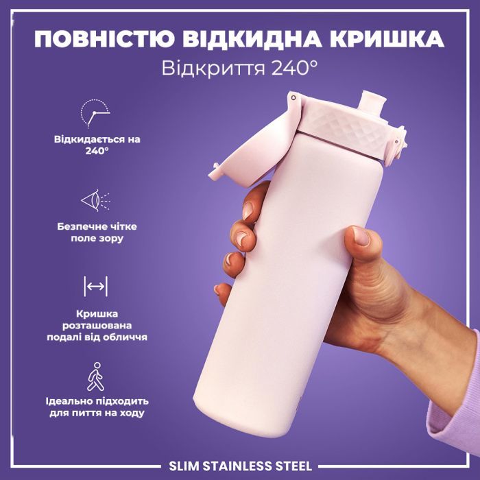Пляшка для води ION8 OneTouch Stainless Steel 600 мл Blue (I8SS600BLU) зображення 3