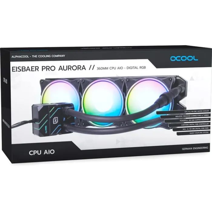Система жидкостного охлаждения Alphacool Eisbaer Pro Aurora 360 CPU AIO (1019572) изображение 10