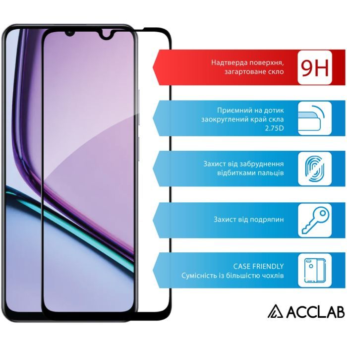 Стекло защитное ACCLAB Full Glue Realme Note 60 Black (1283126608957) изображение 3