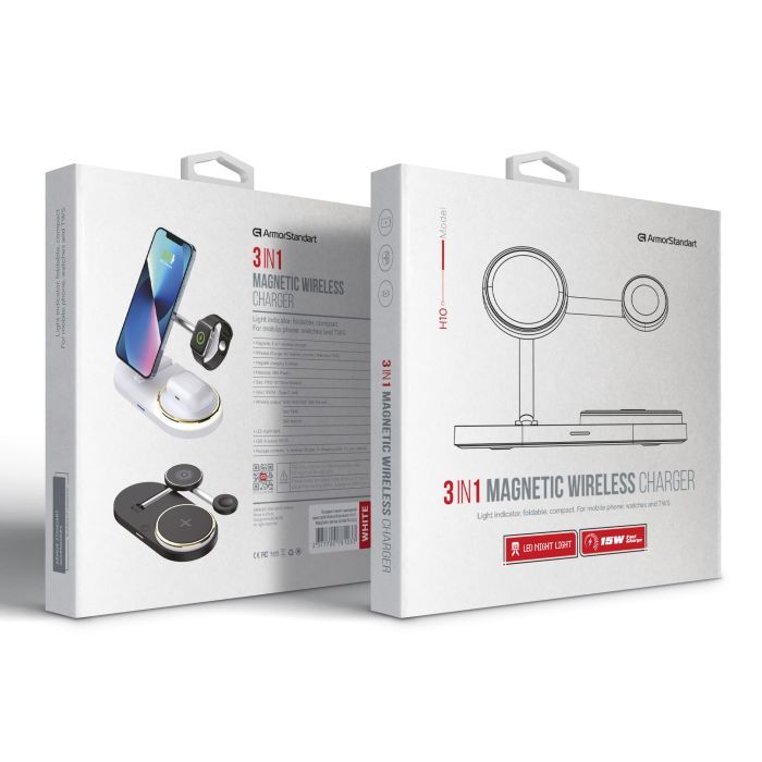 Зарядное устройство Armorstandart Wireless Charging H101 3 in 1 Magnetic White (ARM78102) изображение 7