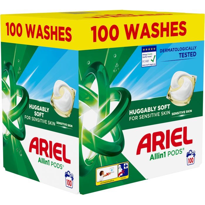 Капсулы для стирки Ariel Pods All-in-1 Sensitive Skin Для чувствительной кожи 100 шт. (8700216765619) изображение 2