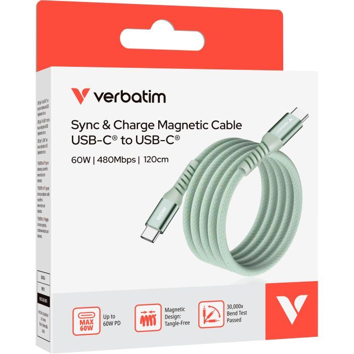 Дата кабель USB-C to USB-C 1.2m Magnetic 60W blue Verbatim (31852) зображення 4