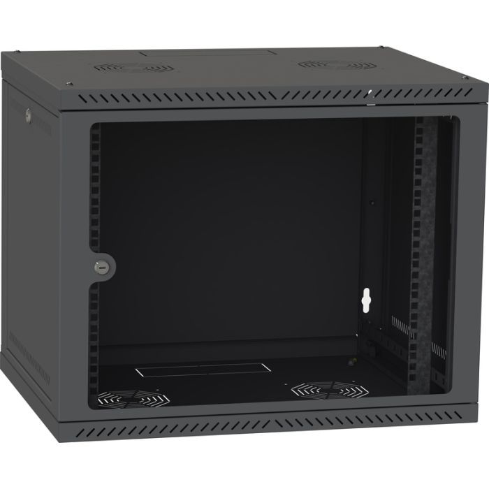 Шафа настінна Ipcom 12U 19" 600x600 RAL9005 (СН-12U-06-06-ДС-1)