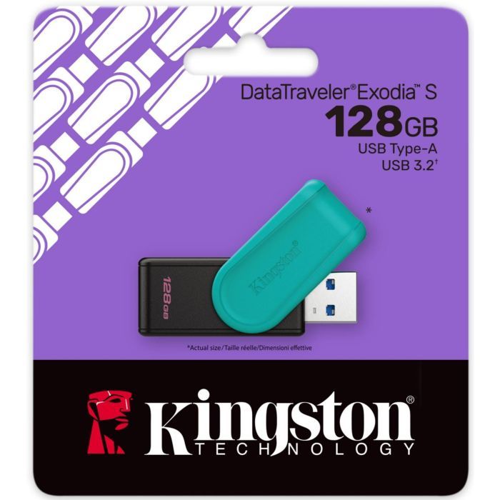 USB флеш накопитель Kingston 128GB DataTraveler Exodia S Black/Turquoise USB 3.2 (DTXS/128GB) изображение 4