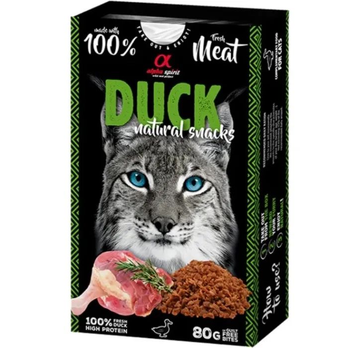Лакомство для котов Alpha Spirit Cat Duck Natural Snacks с уткой 80 г (8436586311827)