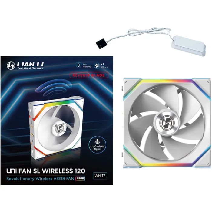 Кулер для корпуса Lian Li Uni Fan SL WIRELESS Reverse, 120-1, Wh (G99.12RSL1W1W.00) изображение 7