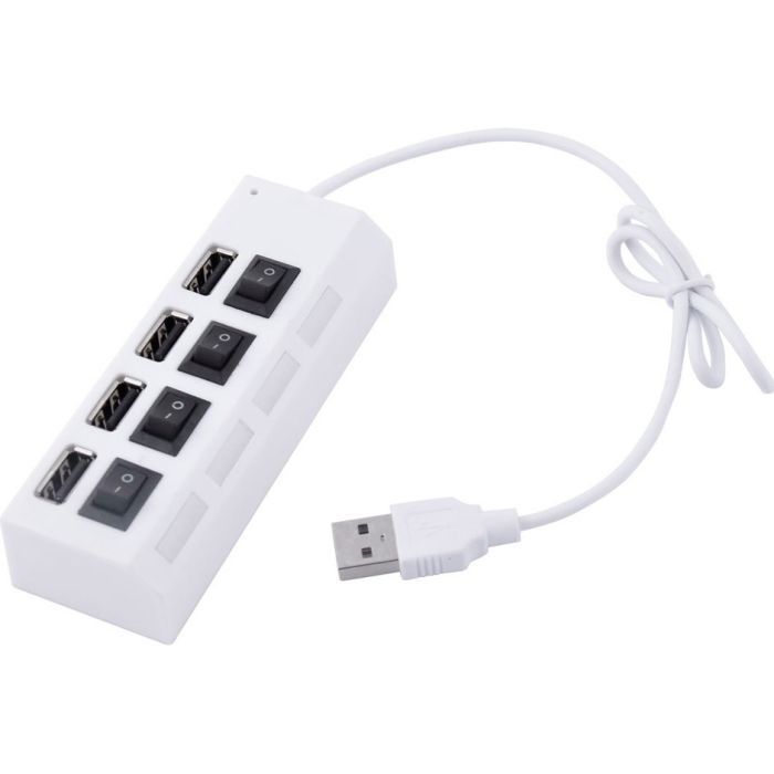 Концентратор Voltronic USB 2.0 to 4xUSB with switches white (YT-HWS4HS-W)