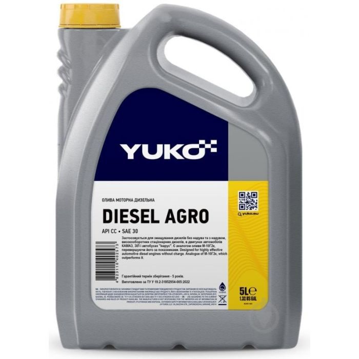 Моторное масло Yuko DIESEL AGRO (API CC) аналог М-10Г2к 5л (4823110402573)