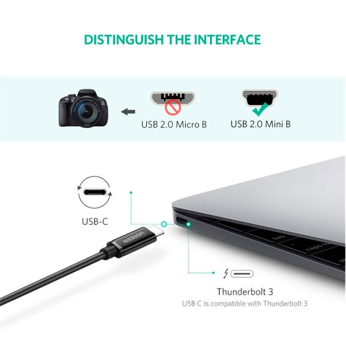 Дата кабель USB-C 2.0 AM to Mini 5P 1.0m US242 black Ugreen (50445) зображення 4