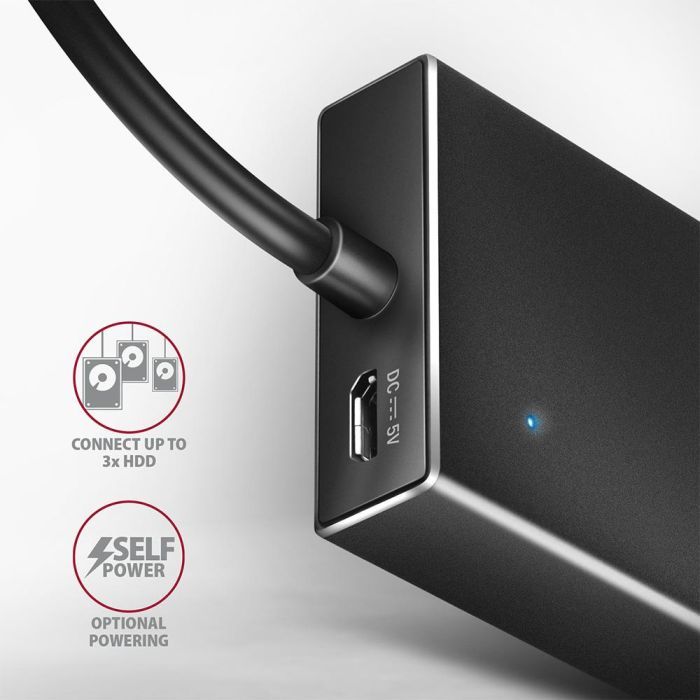 Концентратор AXAGON USB-C to 7xUSB 3.0 black (HUE-F7C) изображение 5