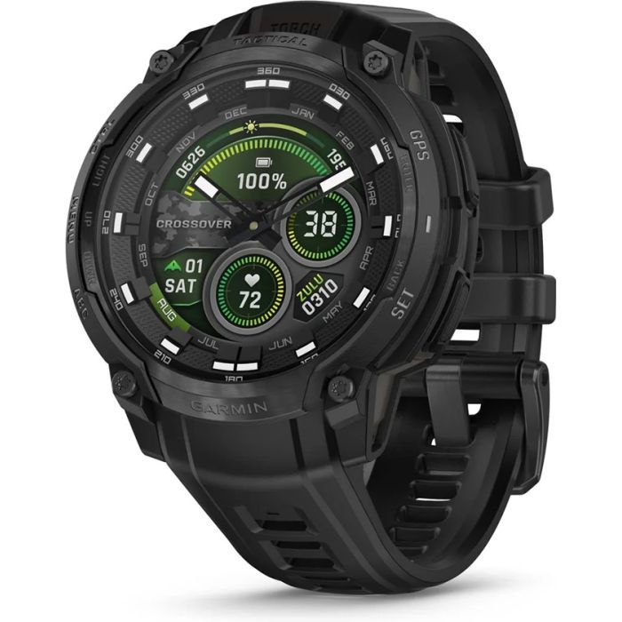 Смарт-часы Garmin Instinct Crossover AMOLED, Tactical, Black/Black, GPS смарт-годинник (010-03398-02)