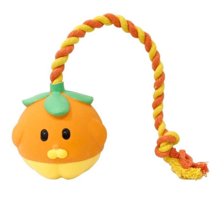 Игрушка для собак MISOKO&CO Апельсин с веревкой 40 см оранжевая (BEIRJ06914)