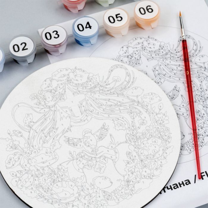 Картина по номерам Rosa Заквітчана", кругла, 15 см, з мольбертом (4823098548720) изображение 4