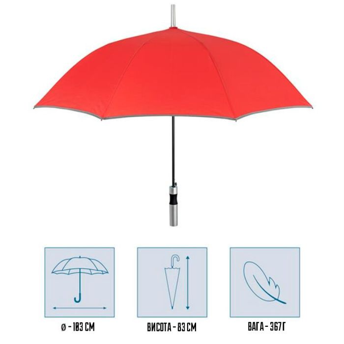 Зонт Perletti Reflecting тростина, з системою антивітер, чорна (P96014-01) изображение 2