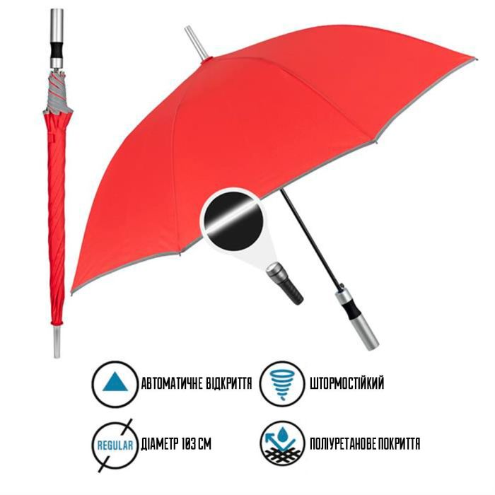 Зонт Perletti Reflecting тростина, з системою антивітер, чорна (P96014-01) изображение 4