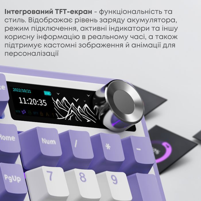 Клавіатура Ajazz Maillard V2 Maillard Switch Wireless/Bluetooth/USB UA Purple/White/Blue (AK980-V2-M-PWB) зображення 10