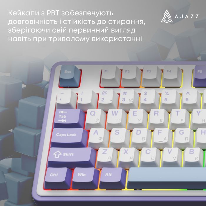 Клавіатура Ajazz Maillard V2 Maillard Switch Wireless/Bluetooth/USB UA Purple/White/Blue (AK980-V2-M-PWB) зображення 12