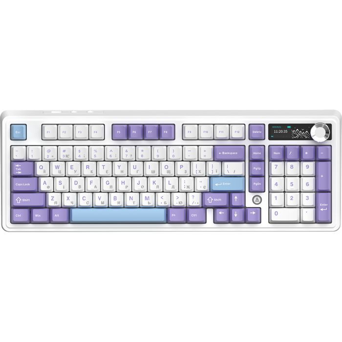 Клавіатура Ajazz Maillard V2 Maillard Switch Wireless/Bluetooth/USB UA Purple/White/Blue (AK980-V2-M-PWB) зображення 2